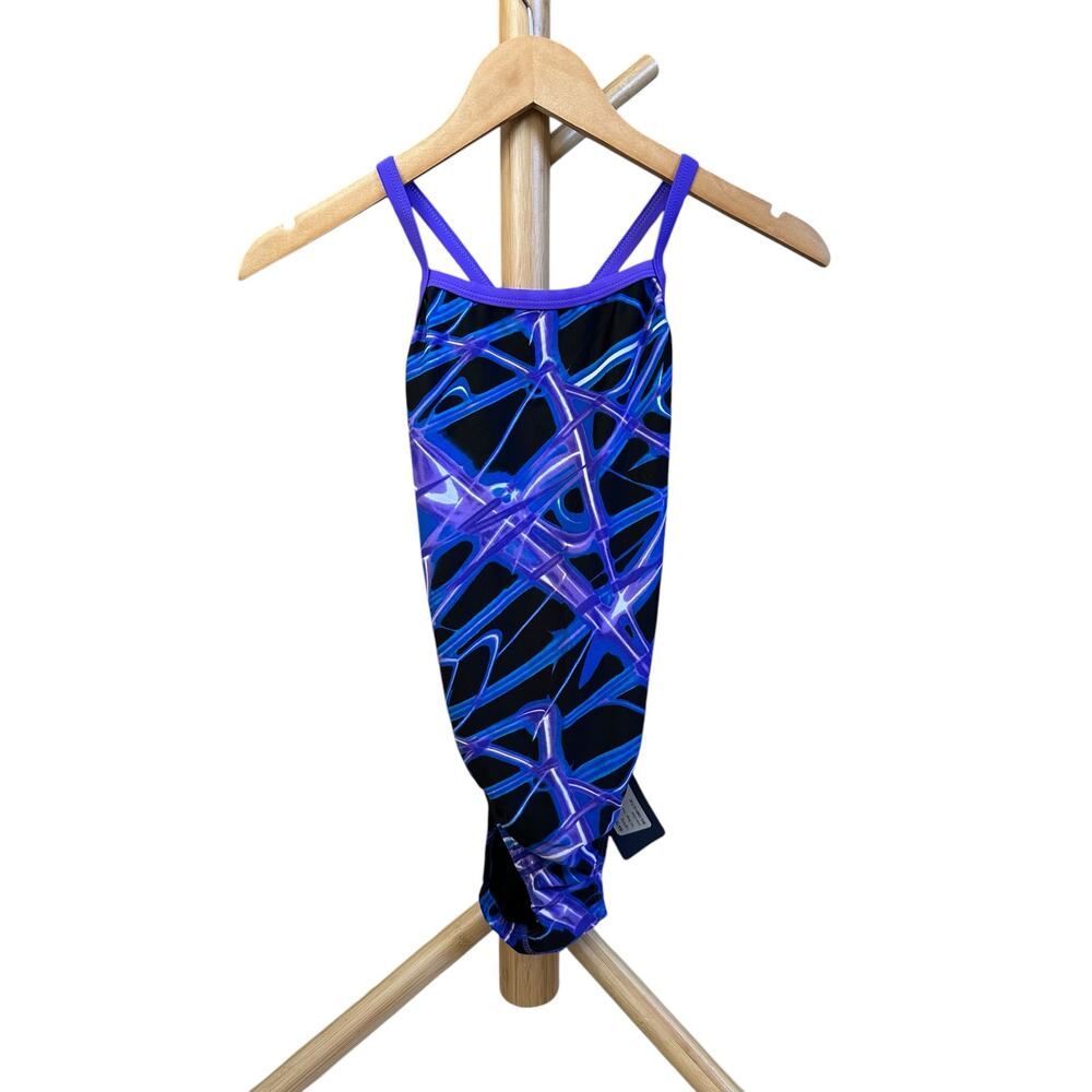 Waterpro Lightning Thin Strap Violet Purple One Piece Swimsuit Size 32 - Picture 5 of 9